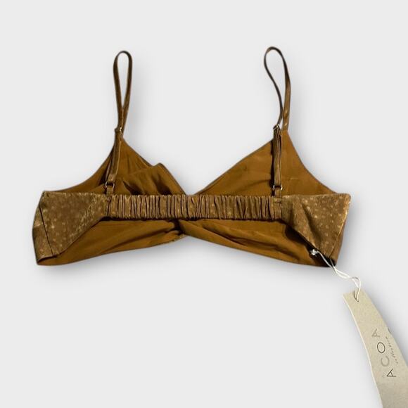 ACOA Bralette Crop Top Women's Small Brown Strappy Twisted Front Elastic Back - Picture 2 of 7
